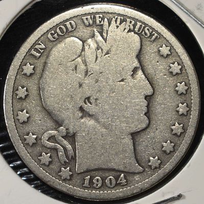 1904-S BARBER HALF DOLLAR. WEEKLY COIN & CURRENCY AUCTIONS ESTIMATE $75 - $100.