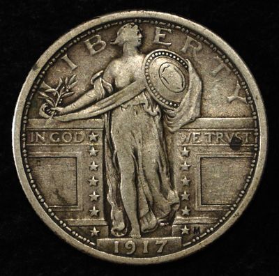 1917 TYPE 1 STANDING LIBERTY QUARTER XF. BID WITH SILVER CITY AUCTIONS ESTIMATE $150 - $200.