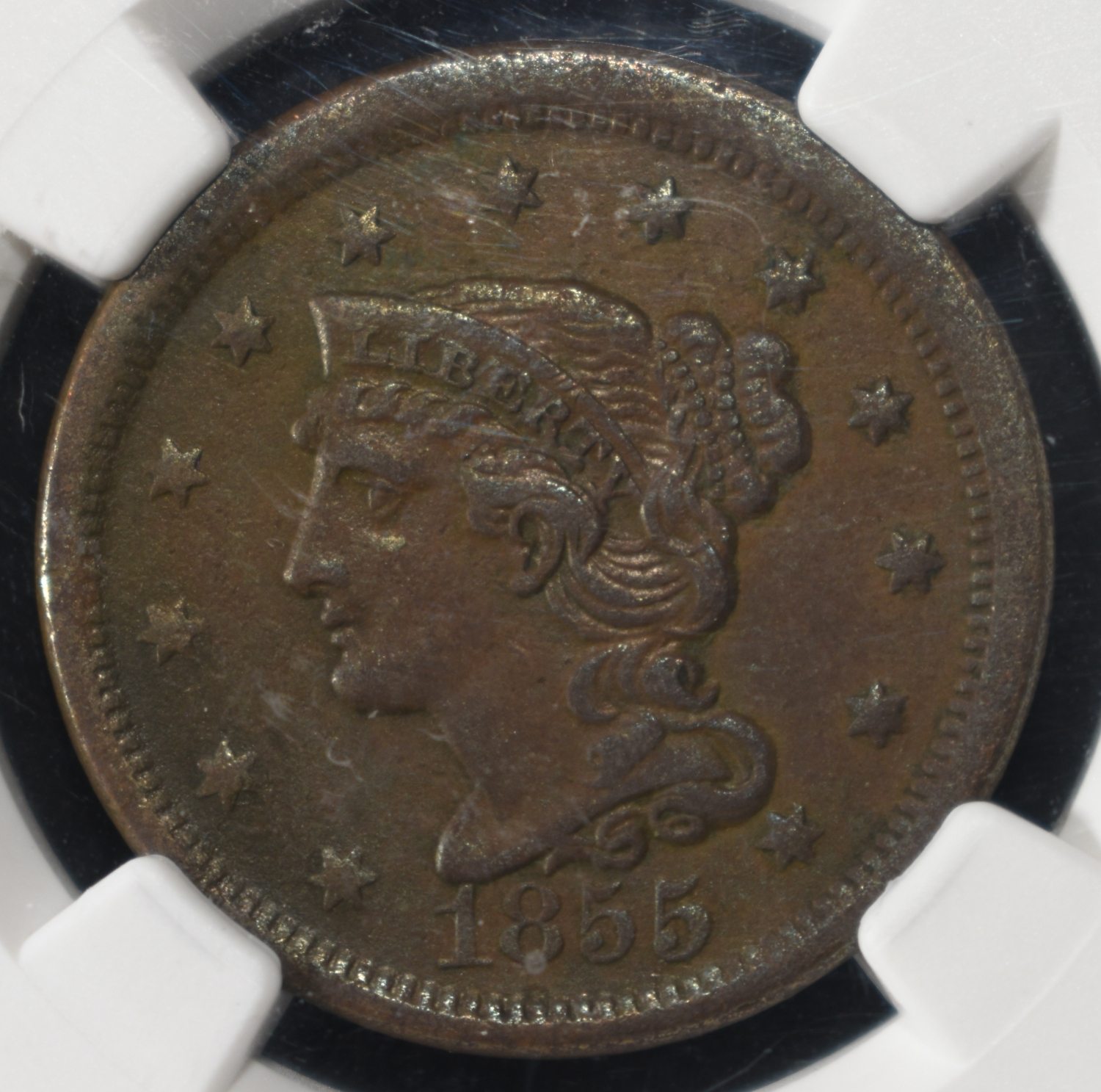 1855 UPRIGHT 55 LARGE CNT NGC AU DETAILS