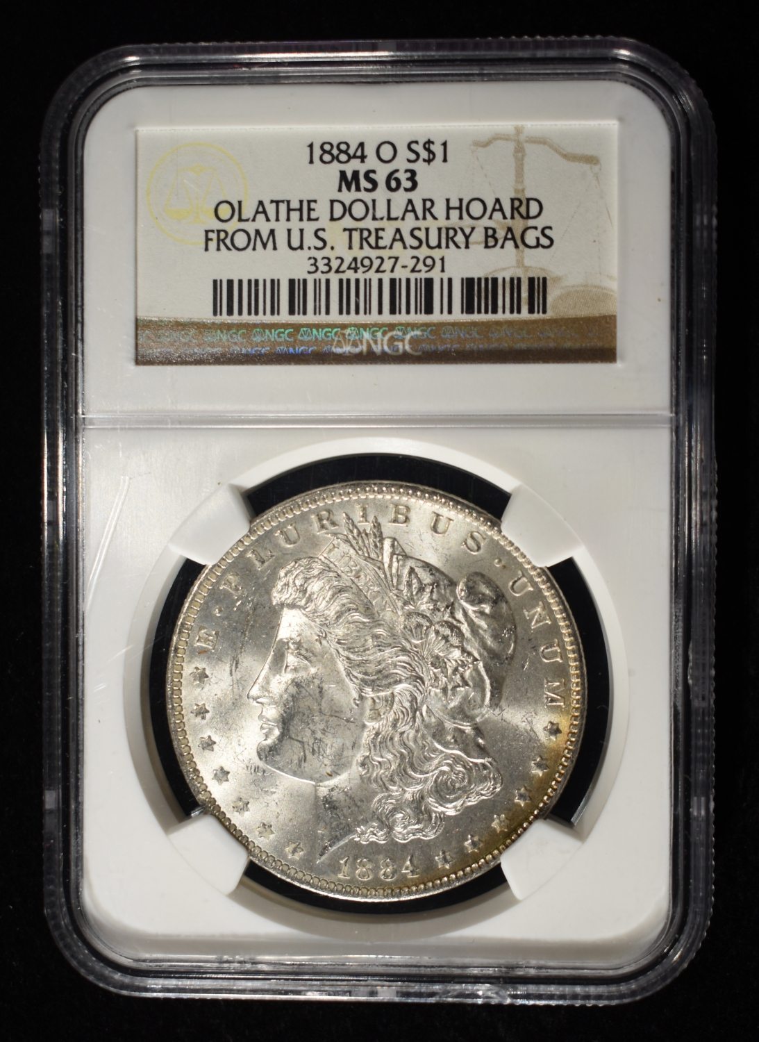 1884-O MORGAN DOLLAR NGC MS-63 OLATHE HOARD