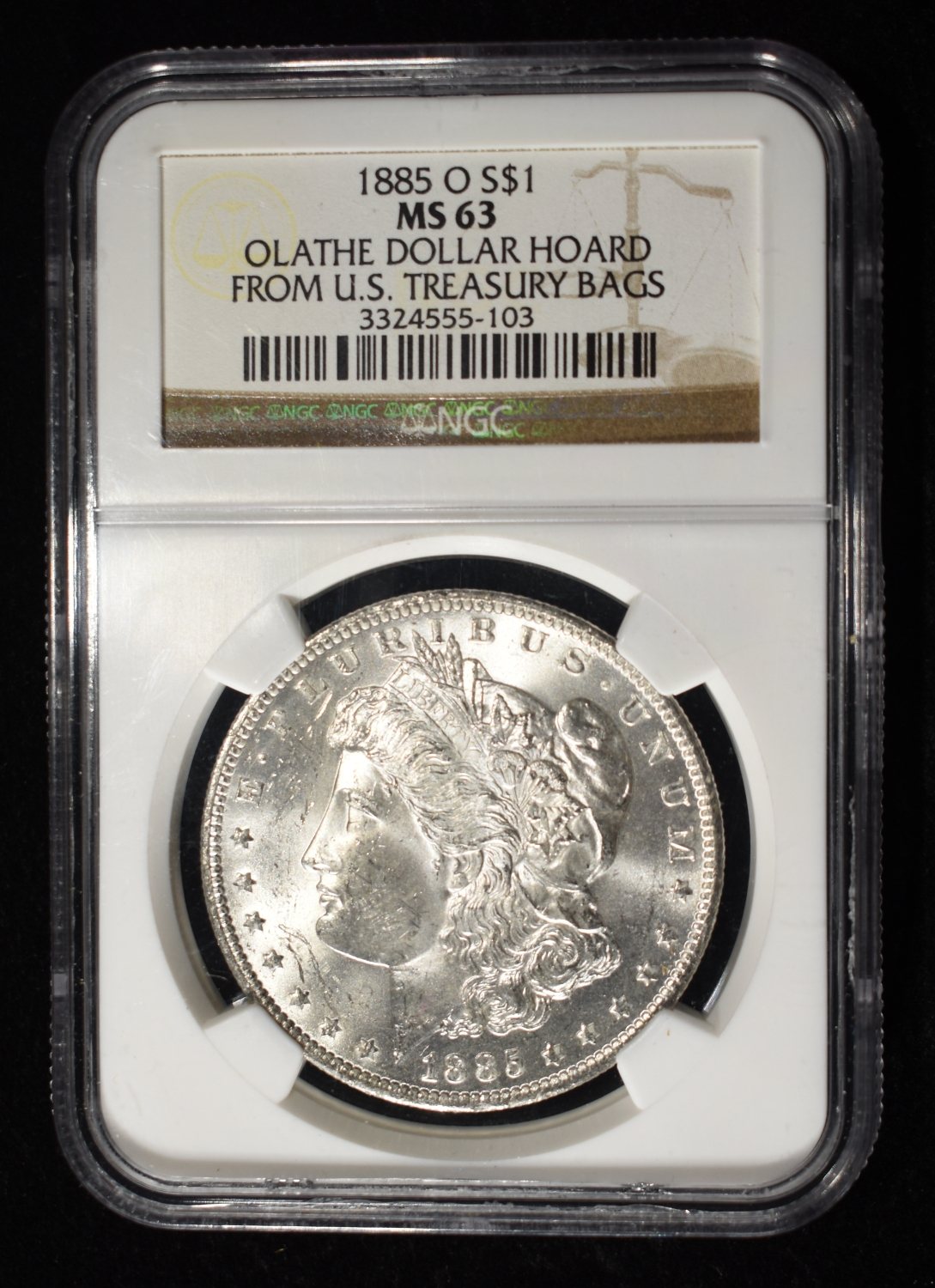 1885-O MORGAN DOLLAR NGC MS-63 OLATHE HOARD