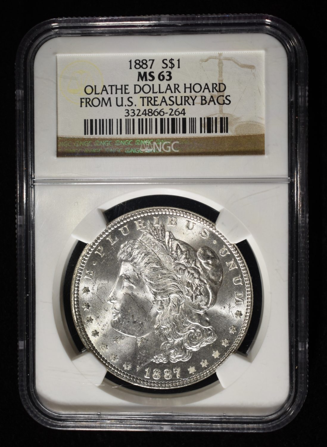 1887 MORGAN DOLLAR NGC MS-63 OLATHE HOARD