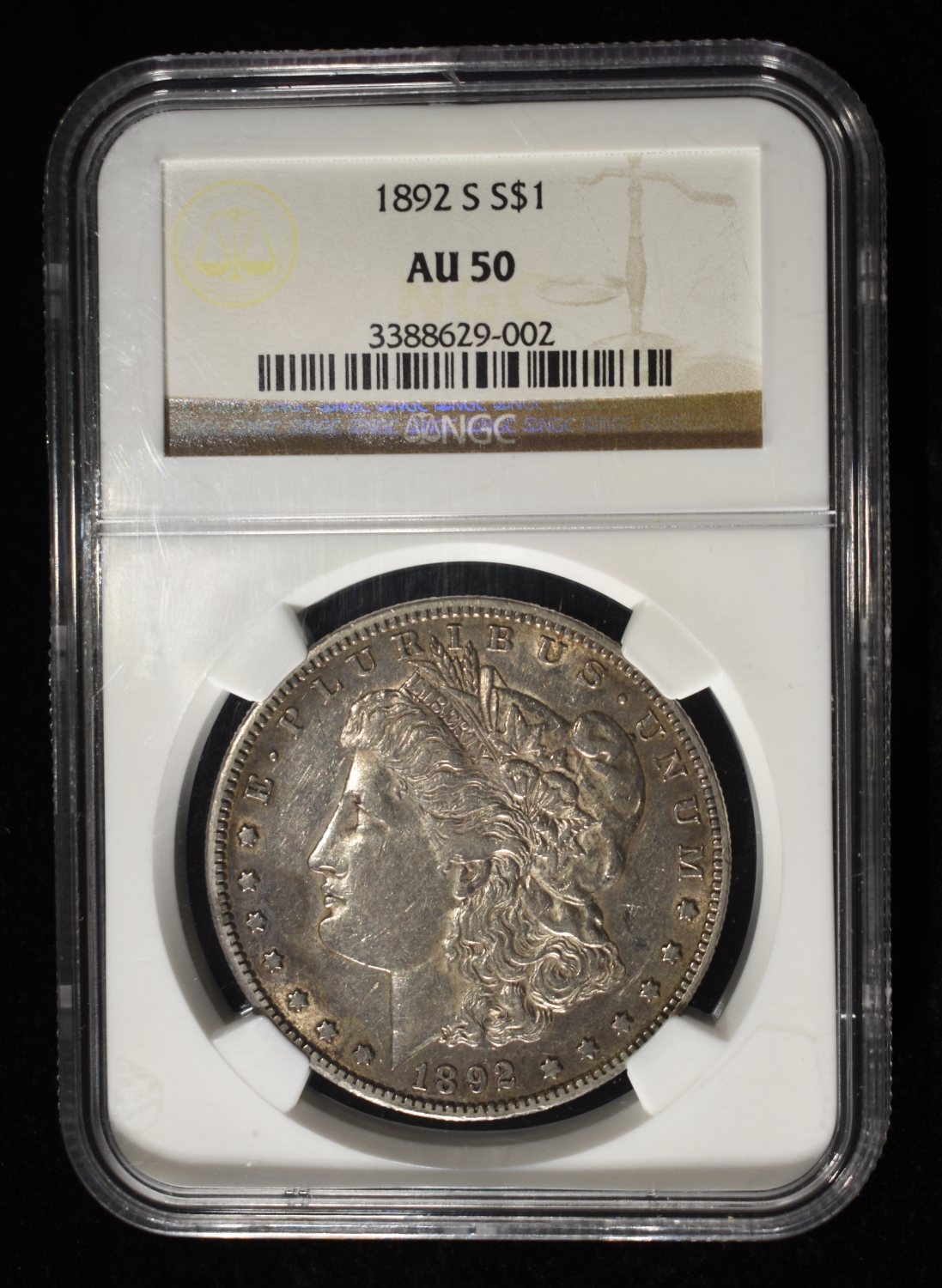 1892-S MORGAN DOLLAR NGC AU-50