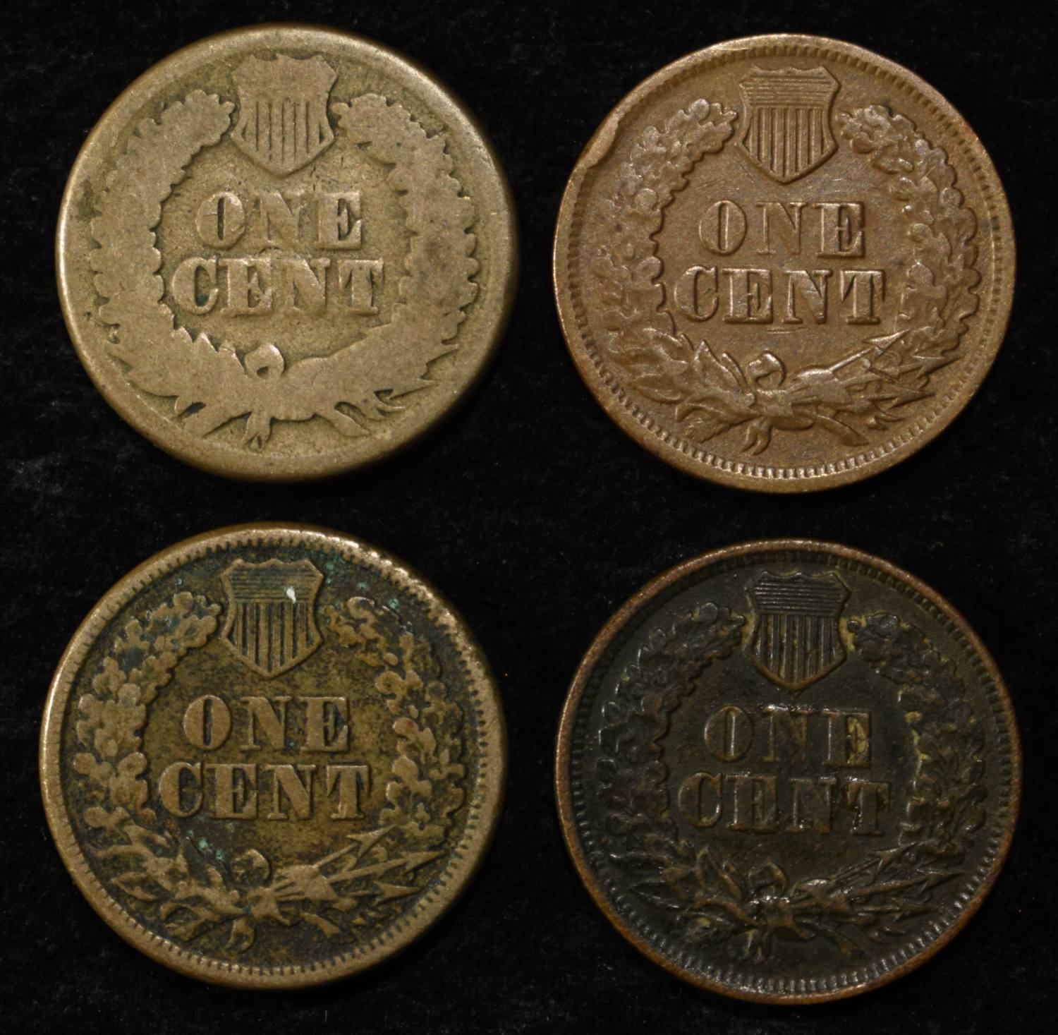 1860, 1863, 1864 & 1865 INDIAN HEAD CENTS
