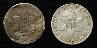 1852 & 1853 3-CENT SILVER. LEADERS IN ON-LINE AUCTIONS ESTIMATE $150 - $200.