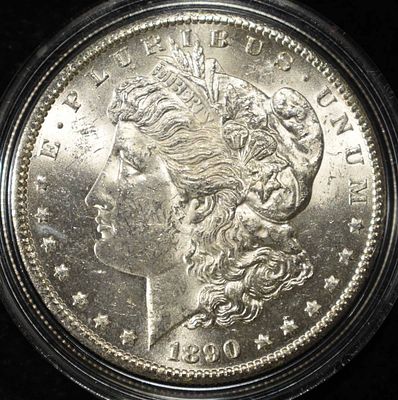 1890-S MORGAN DOLLAR BU. WEEKLY COIN & CURRENCY AUCTIONS ESTIMATE $100 - $130.