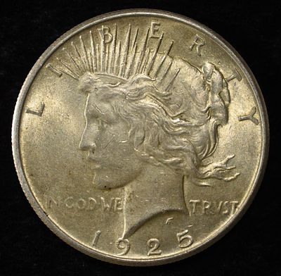 1925 PEACE DOLLAR. TOP RATED AUCTION HOUSE ESTIMATE $90 - $130.