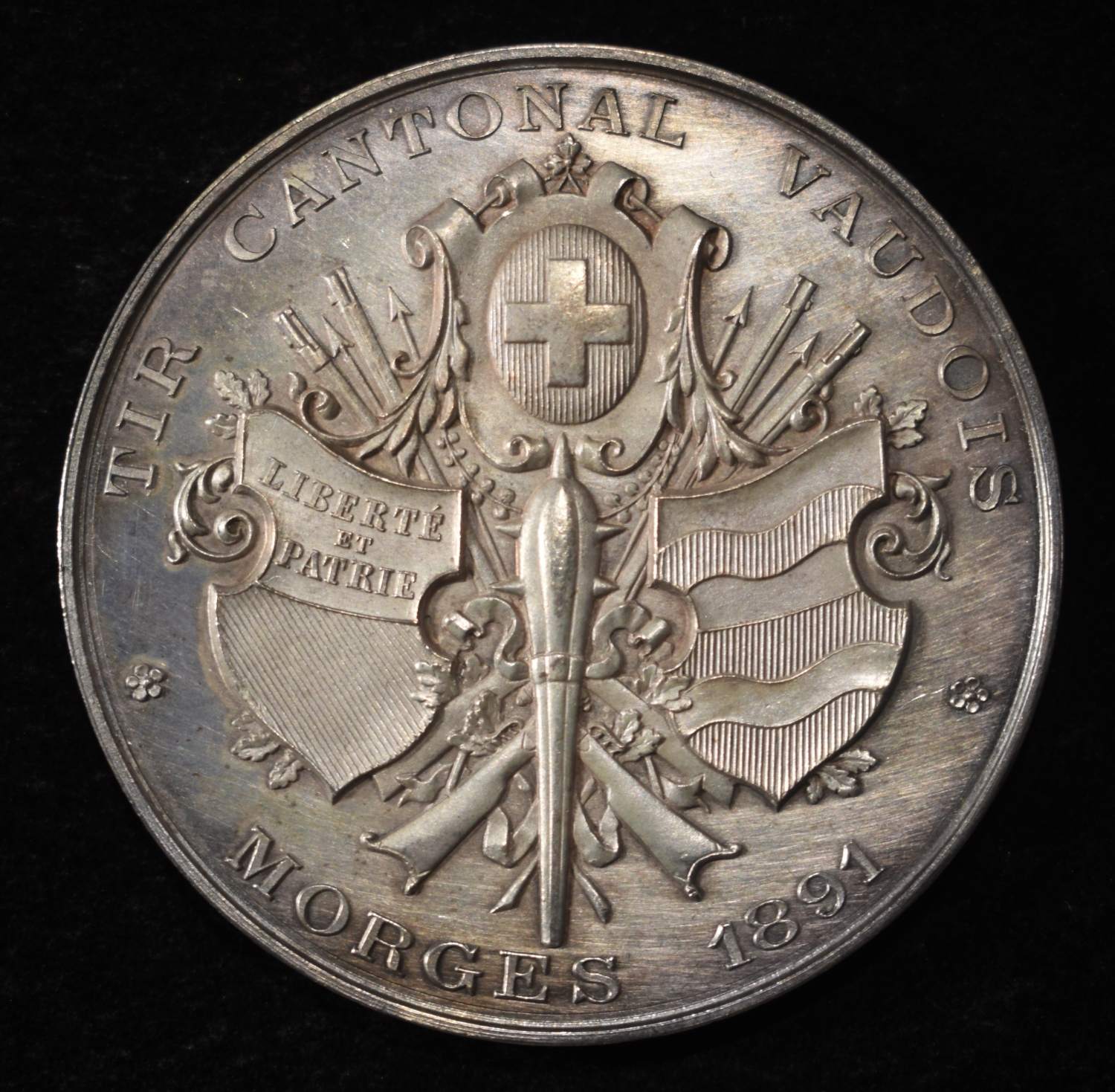 1891 SWISS SHOOTING MEDAL SILVER VAUD MORGES