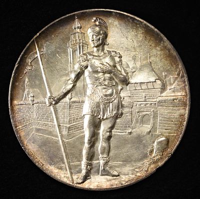 1895 SWISS SHOOTING MEDAL SOLOTHURNER SILVER. WEEKLY COIN & CURRENCY AUCTIONS ESTIMATE $400 - $500.