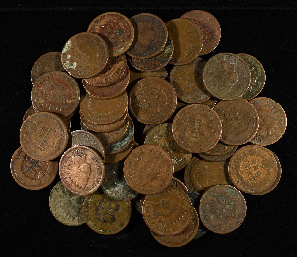 (50) INDIAN CENTS. TOP RATED AUCTION HOUSE ESTIMATE $80 - $120.