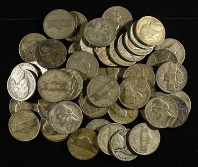 (50) WAR NICKELS. WEEKLY COIN & CURRENCY AUCTIONS ESTIMATE $220 - $270.