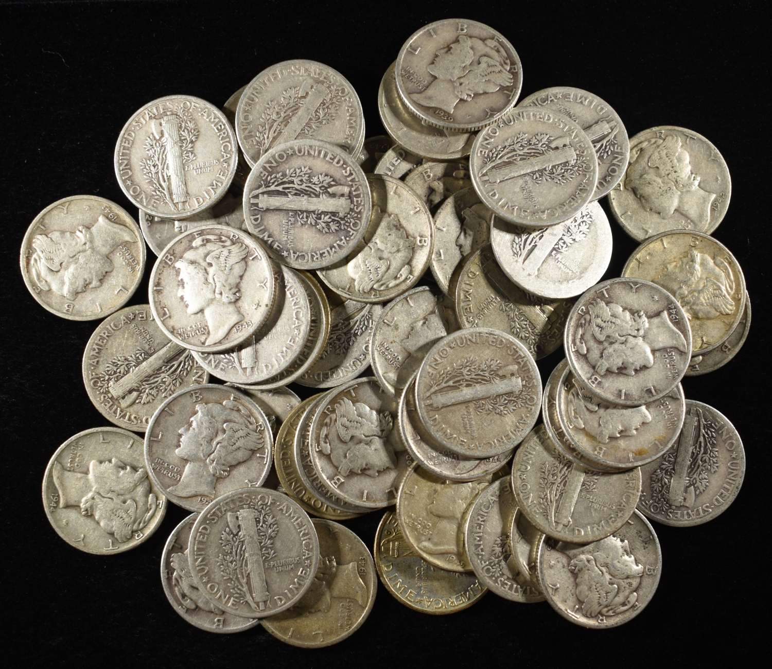 (50) 90% SILVER MERCURY DIMES
