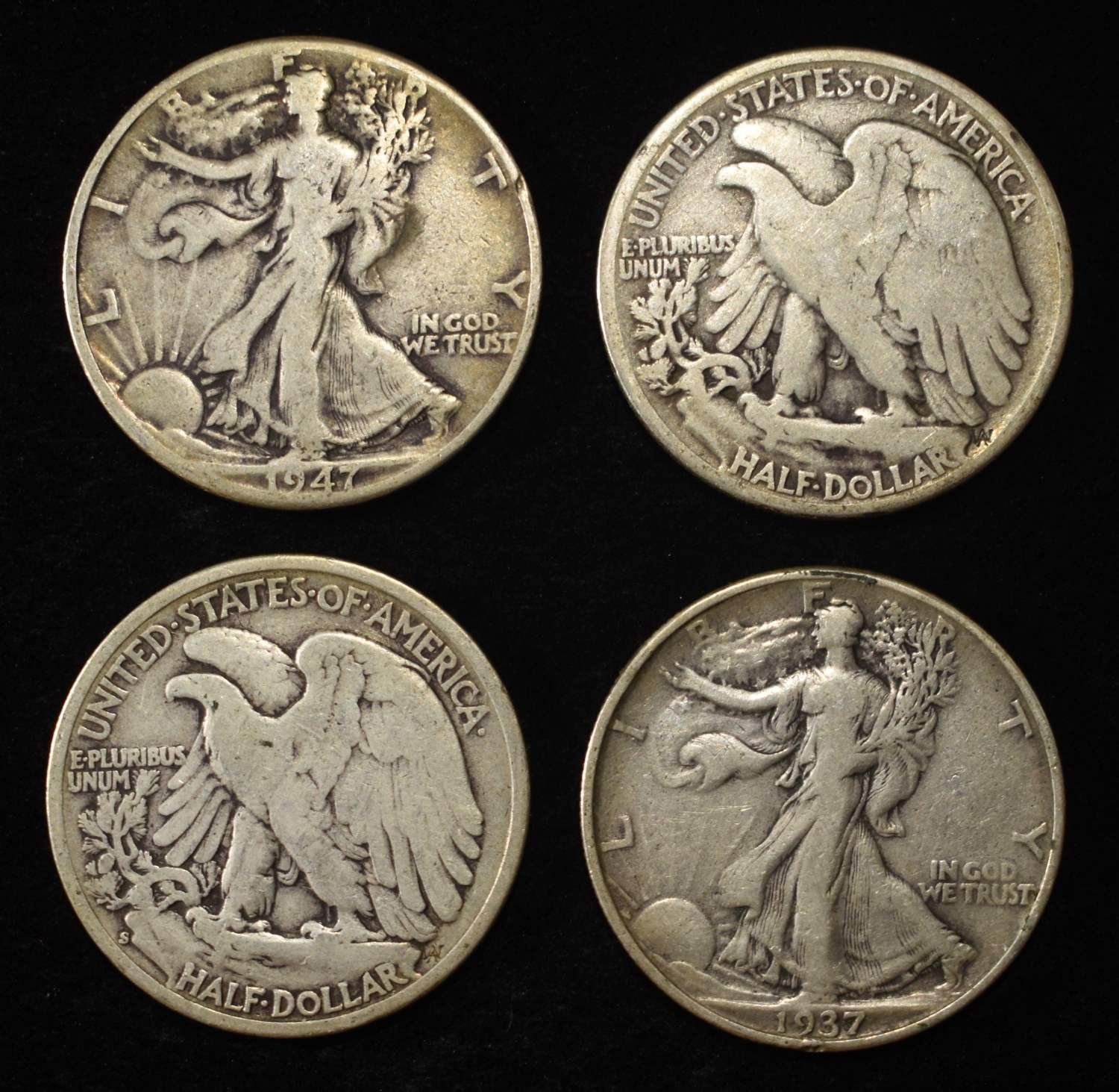 (10) 90% SILVER WALKING LIBERTY HALF DOLLARS