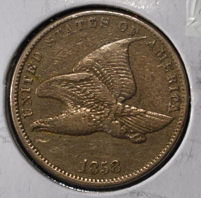 1858 SL FLYING EAGLE CENT XF. WEEKLY COIN & CURRENCY AUCTIONS ESTIMATE $200 - $250.