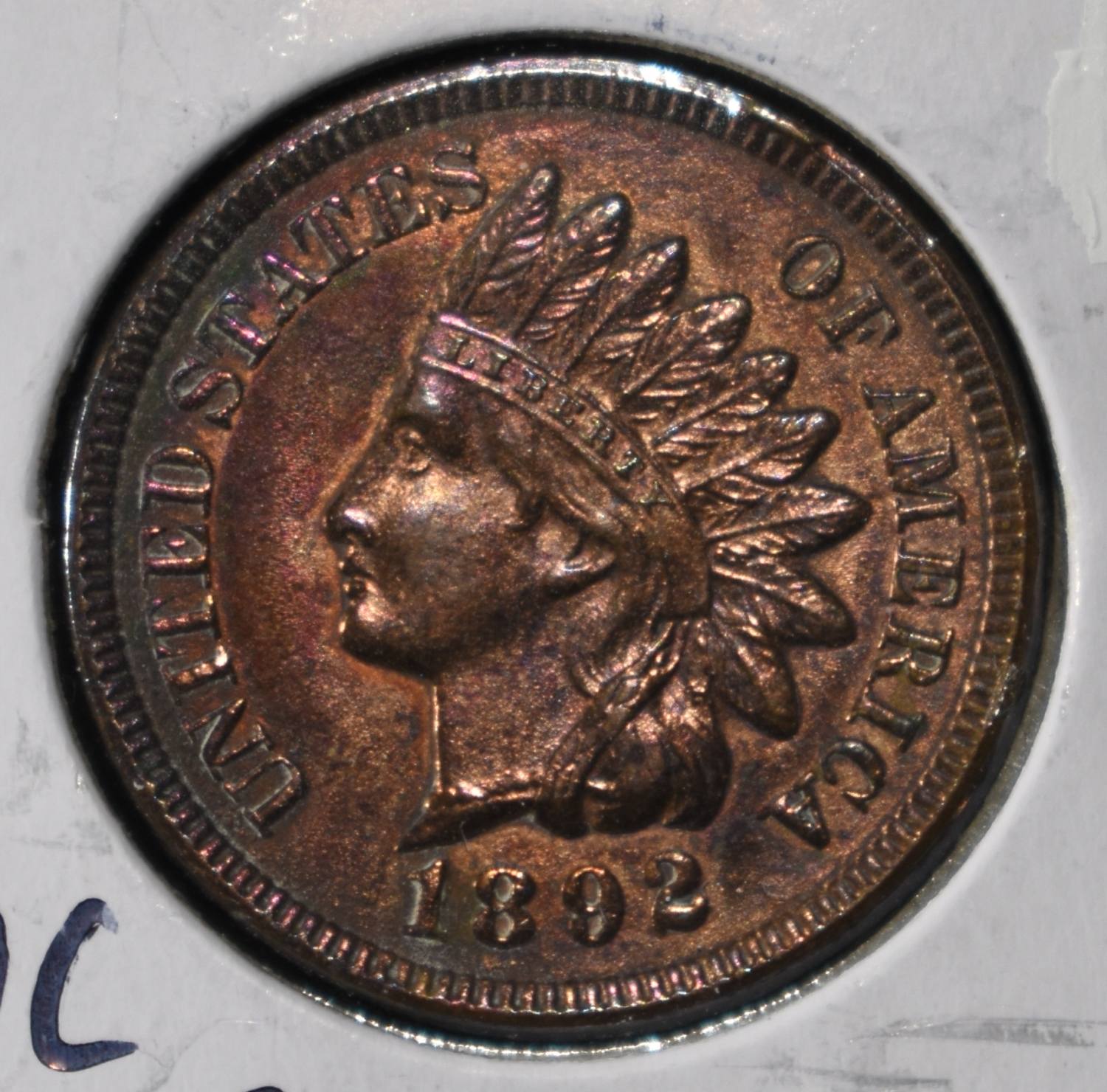 1892 INDIAN CENT CH UNC LOTS OF RED