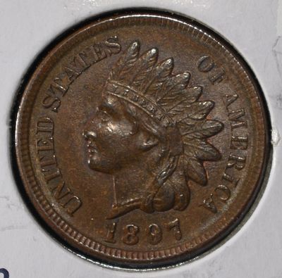 1897 INDIAN CENT CH TO GEM UNC. WEEKLY COIN & CURRENCY AUCTIONS ESTIMATE $140 - $190.