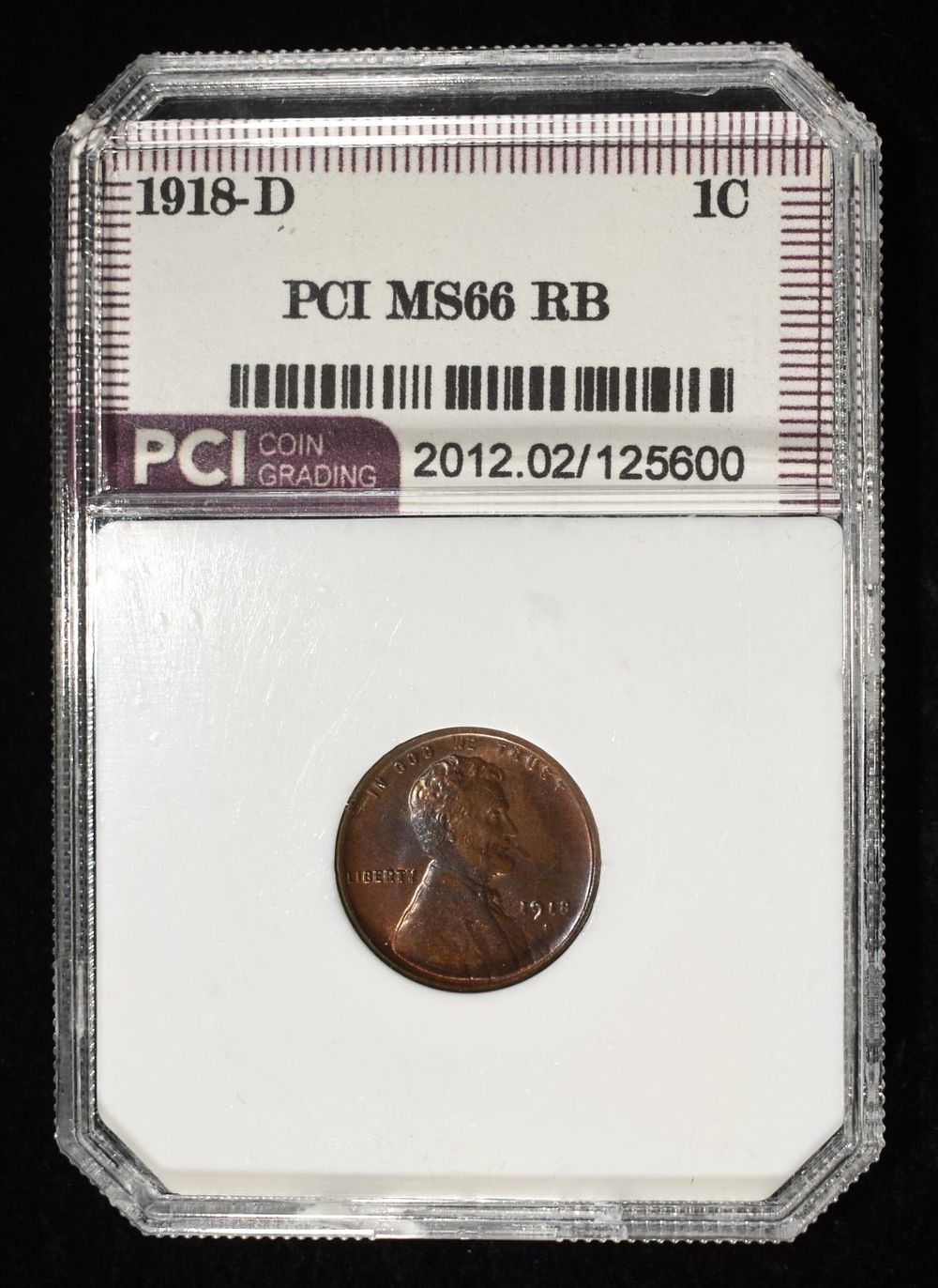 1918-D WHEAT CENT PCI SUPERB GEM BU RB. BID WITH SILVER CITY AUCTIONS ESTIMATE $575 - $675.