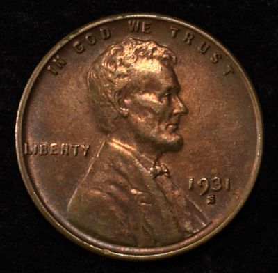 1931-S WHEAT CENT NICE ORIG UNC. WEEKLY COIN & CURRENCY AUCTIONS ESTIMATE $150 - $200.