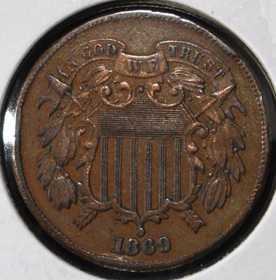 1869 2-CENT PIECE AU. CHECK OUT OUR UPCOMING AUCTIONS ESTIMATE $130 - $180.