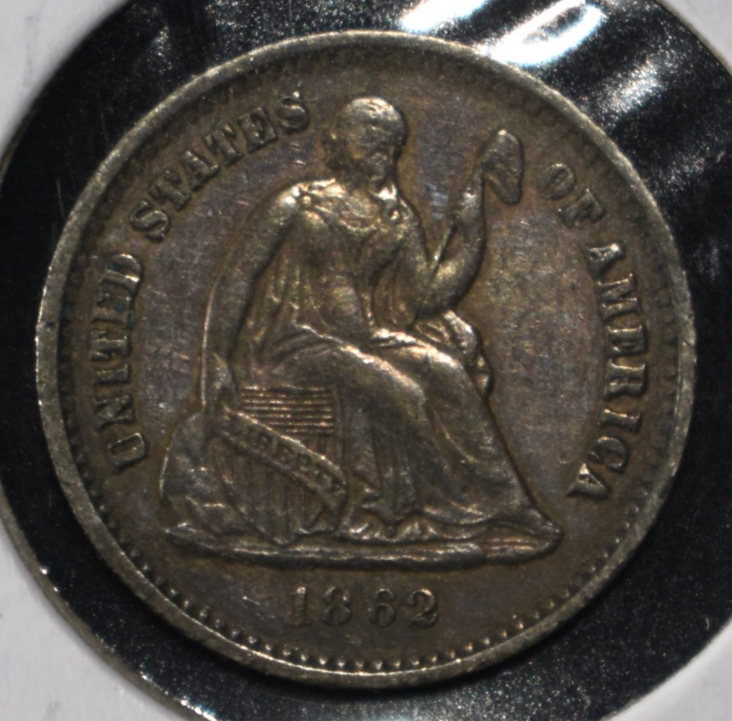 1862 LIBERTY SEATED HALF DIME AU