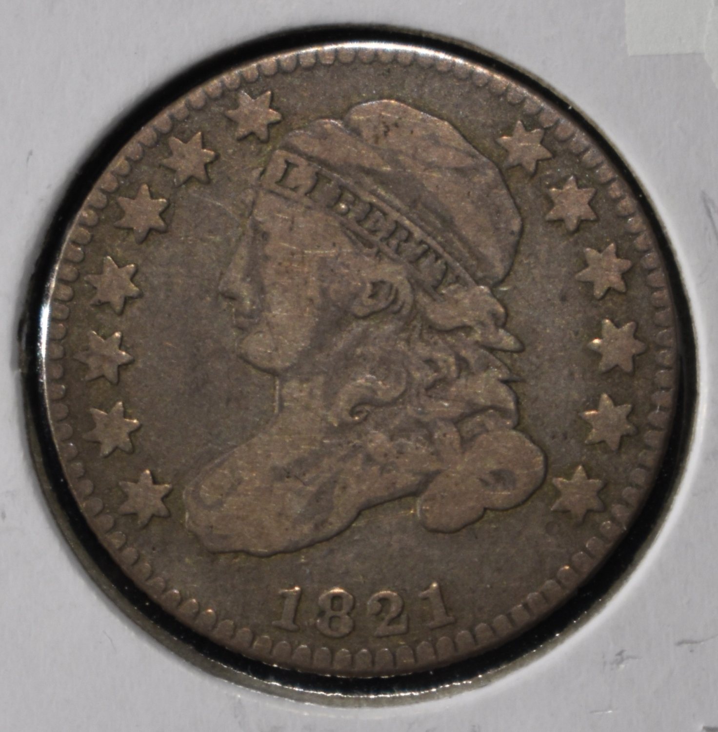 1821 CAPPED BUST DIME SM DATE VF