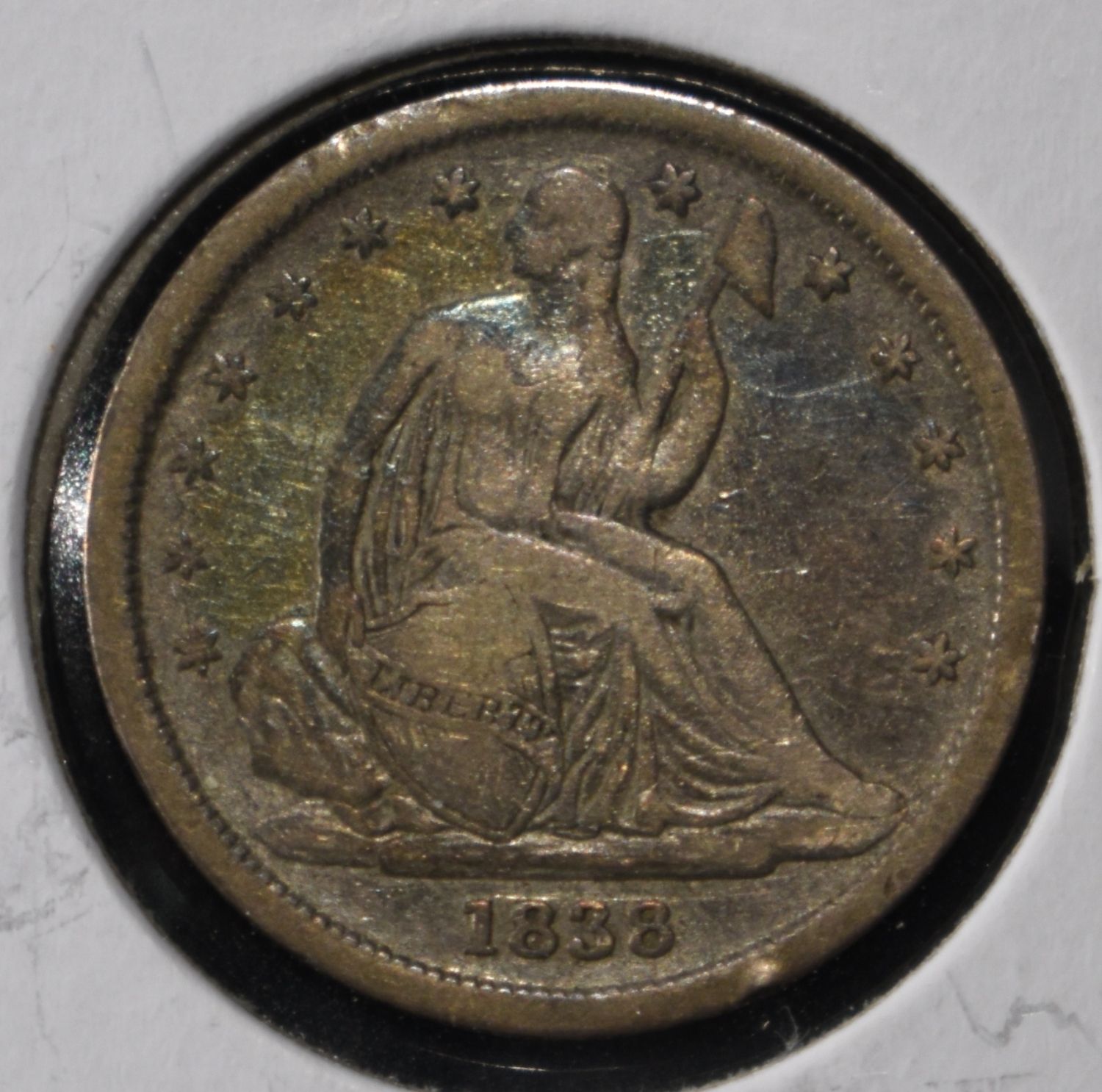 1838 LIBERTY SEATED DIME SM STARS VF/XF
