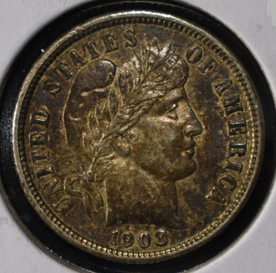 1908-D BARBER DIME NICE ORIG UNC. WEEKLY COIN & CURRENCY AUCTIONS ESTIMATE $150 - $200.