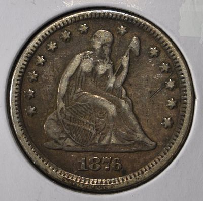 1876-CC LIBERTY SEATED QUARTER XF. TOP RATED AUCTION HOUSE ESTIMATE $210 - $260.