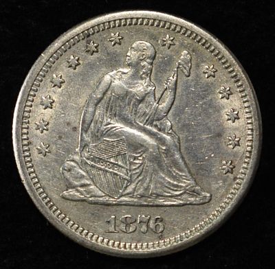 1876-S LIBERTY SEATED QUARTER CH AU. WEEKLY COIN & CURRENCY AUCTIONS ESTIMATE $260 - $310.