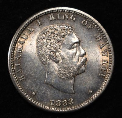1883 HAWAII QUARTER GEM BU. BID WITH SILVER CITY AUCTIONS ESTIMATE $700 - $800.