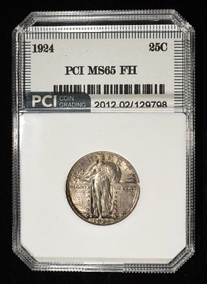 1924 STANDING LIBERTY QUARTER PCI GEM BU FH. LEADERS IN ON-LINE AUCTIONS ESTIMATE $750 - $850.