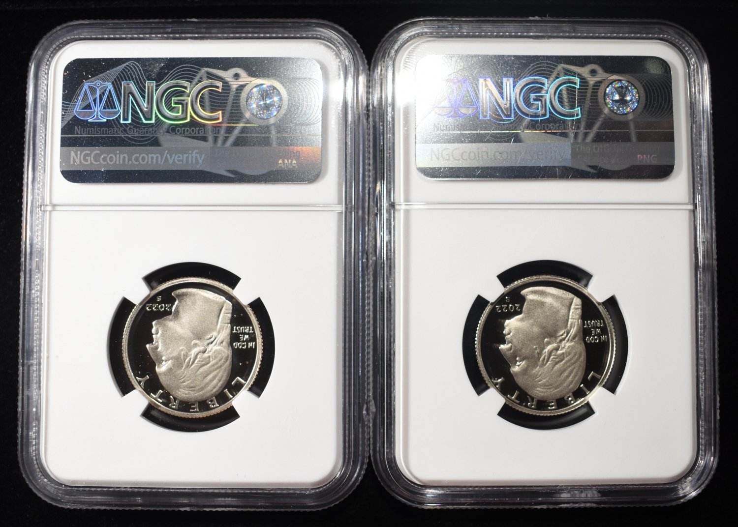 (2) 2022-S CLAD WASHINGTON QUARTERS NGC PF70UCAM