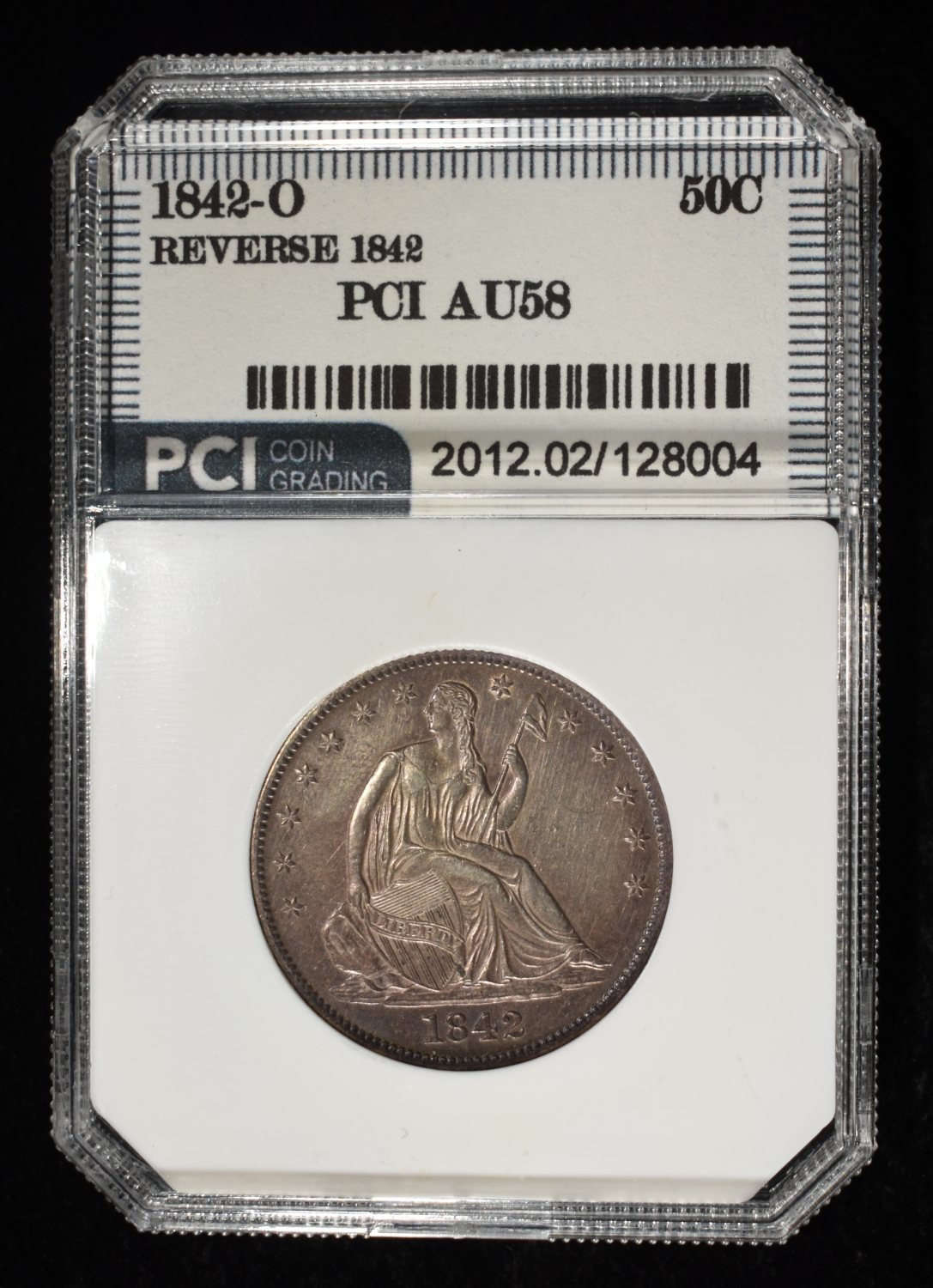 1842-O REV 42 LIBERTY SEATED 50C PCI AU/BU