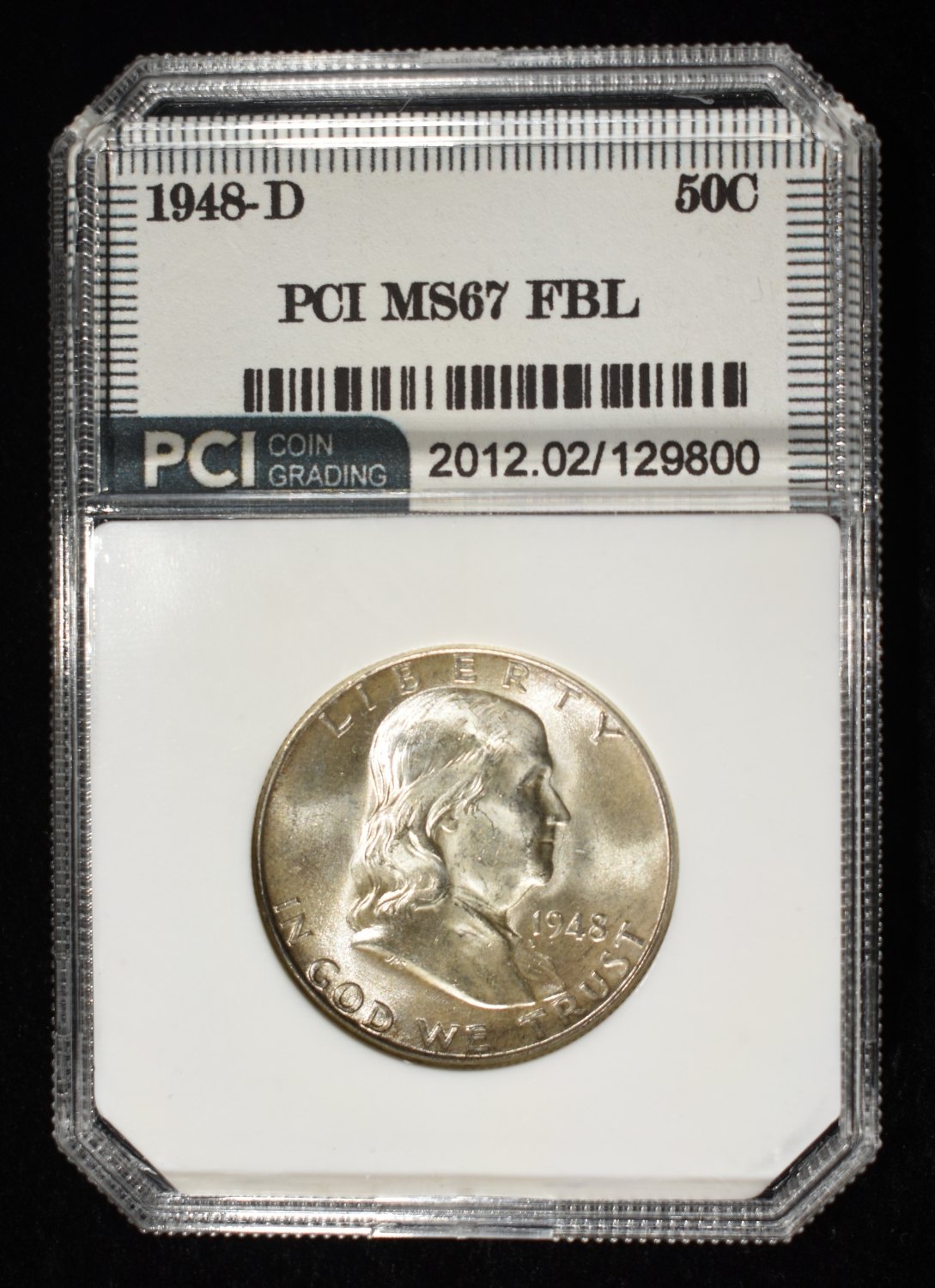 1948-D FRANKLIN HALF DOLLAR PCI SUPERB GEM BU FBL