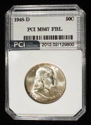 1948-D FRANKLIN HALF DOLLAR PCI SUPERB GEM BU FBL. CHECK OUT OUR UPCOMING AUCTIONS ESTIMATE $210 