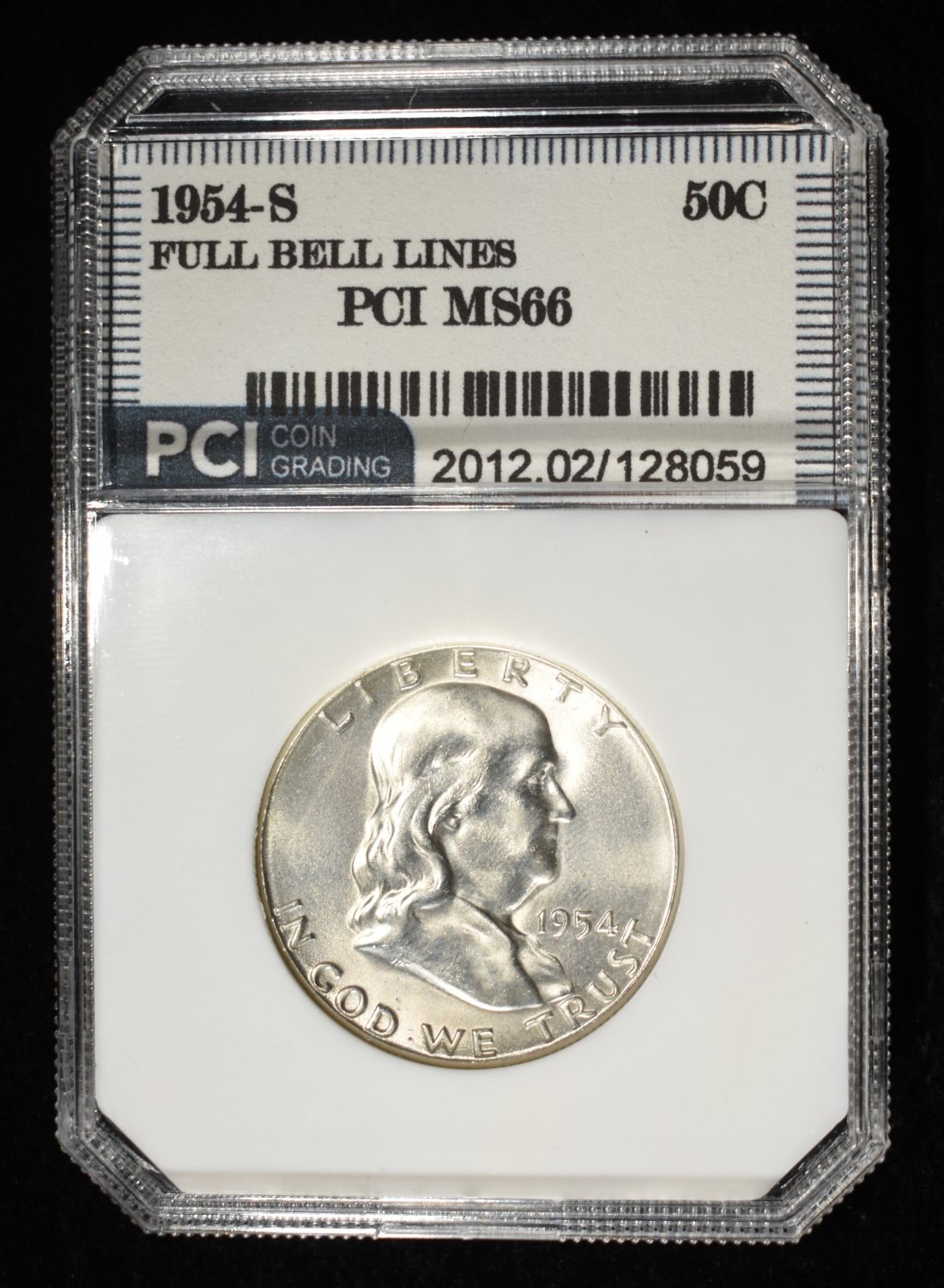 1954-S FRANKLIN HALF DOLLAR PCI SUPERB GEM BU FBL