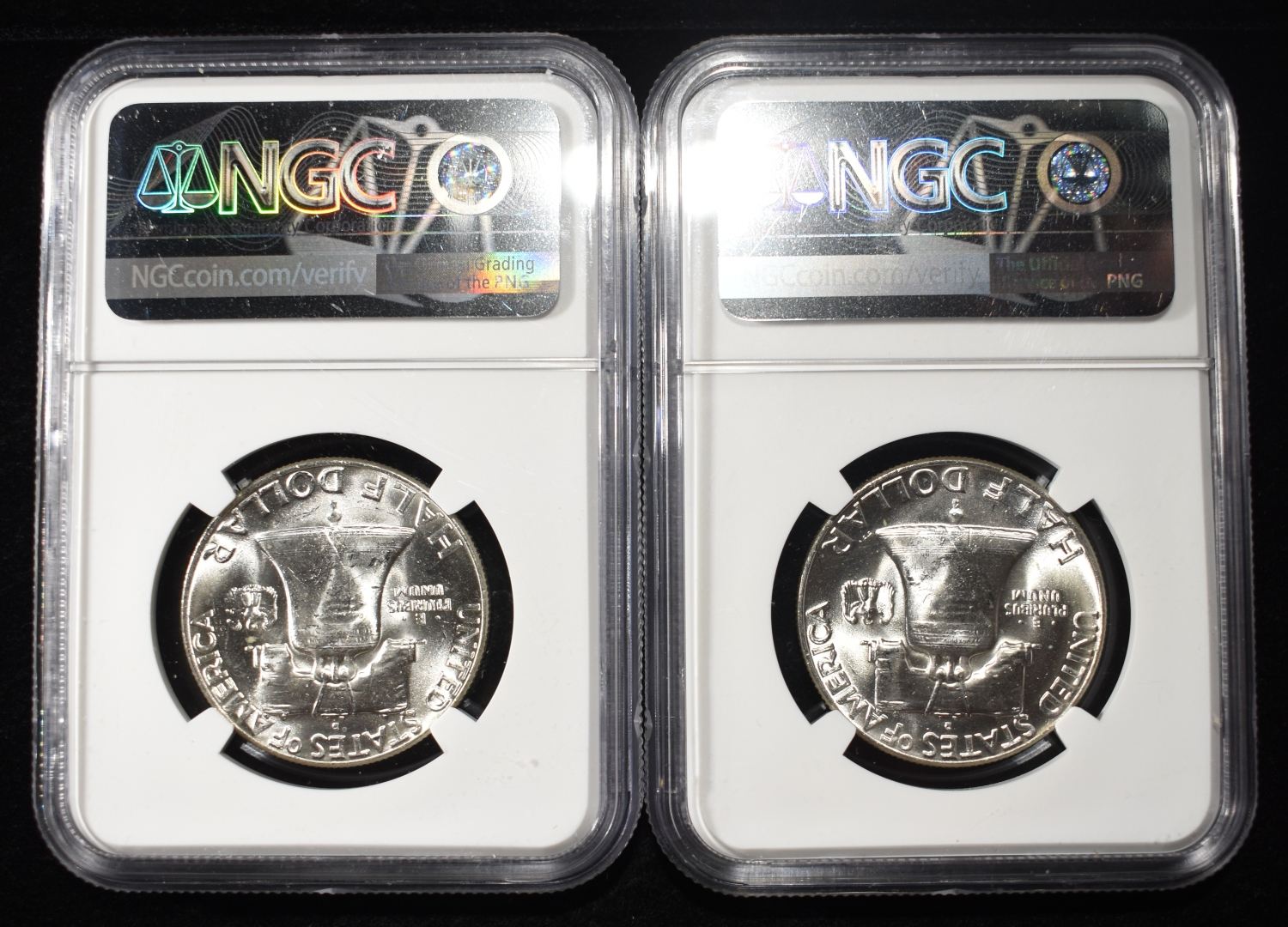 (2) 1961-D FRANKLIN HALF DOLLAR NGC MS64