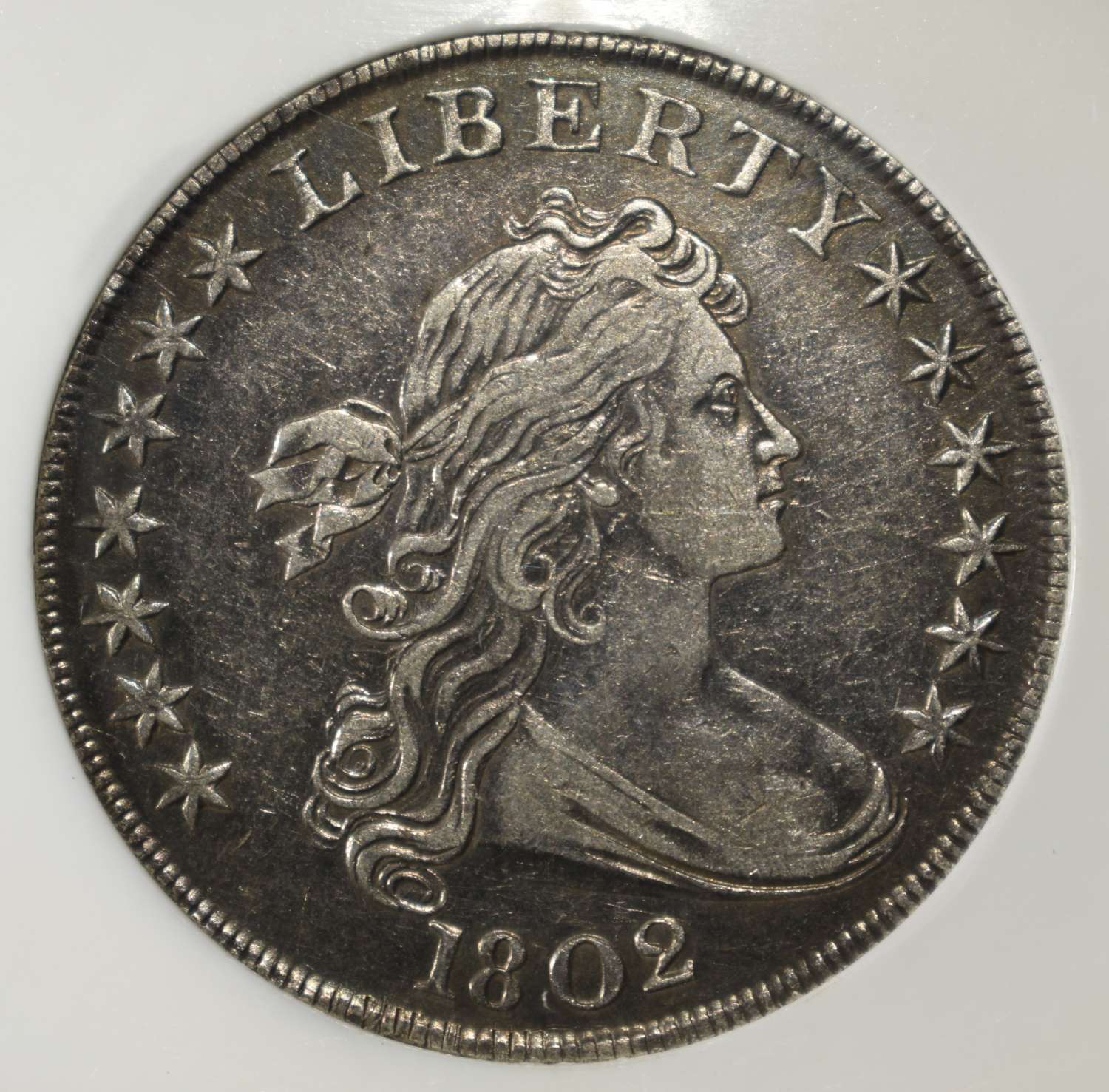 1802 DRAPED BUST DOLLAR PCI AU50