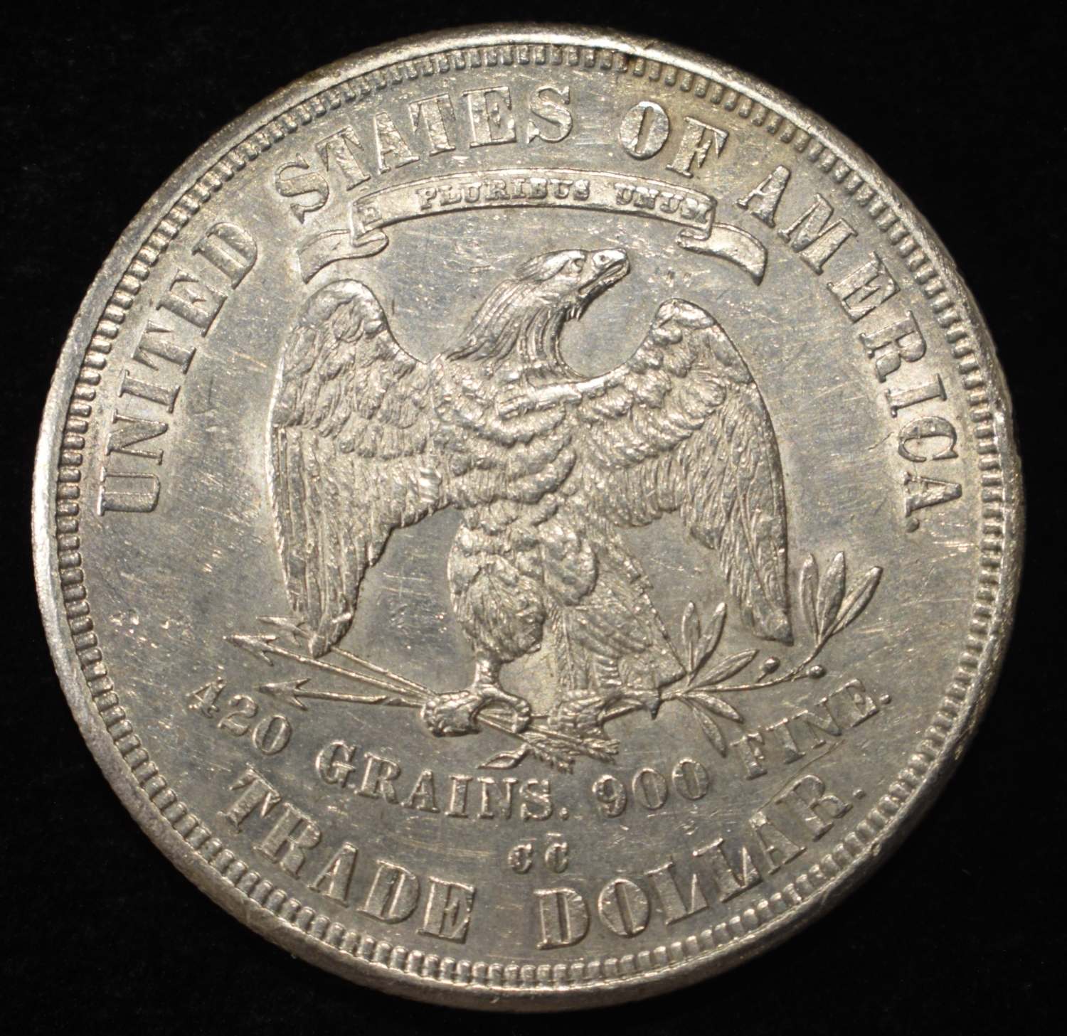 1876-CC TRADE DOLLAR BU LIGHT OLD CLEANING