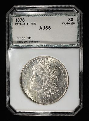 1878 REV 79 MORGAN DOLLAR PCI CH AU. BID WITH SILVER CITY AUCTIONS ESTIMATE $120 - $150.