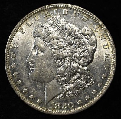 1880-O MORGAN DOLLAR AU. TOP RATED AUCTION HOUSE ESTIMATE $100 - $130.