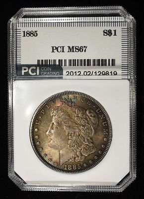 1885 MORGAN DOLLAR PCI SUPERB GEM BU. BID WITH SILVER CITY AUCTIONS ESTIMATE $250 - $300.