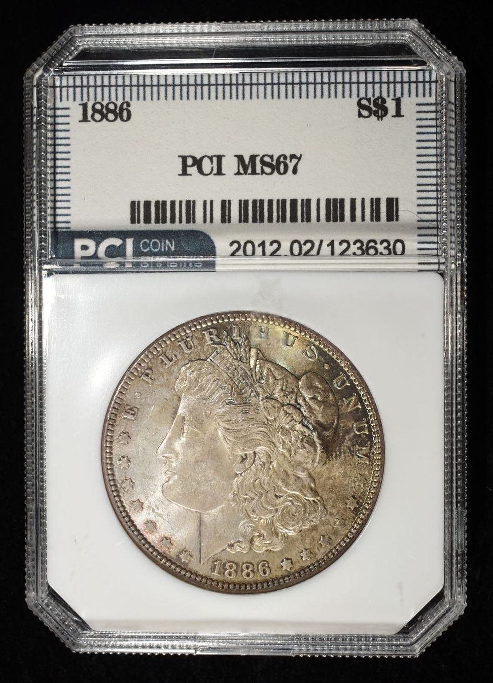 1886 MORGAN DOLLAR PCI SUPERB GEM BU. LEADERS IN ON-LINE AUCTIONS ESTIMATE $300 - $350.
