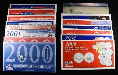 2000-2007 MINT SETS. BID WITH SILVER CITY AUCTIONS ESTIMATE $110 - $160.