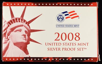 2008 SILVER PROOF SET. BID WITH SILVER CITY AUCTIONS ESTIMATE $160 - $210.