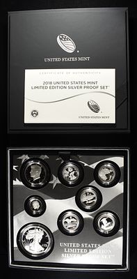 2018 LIMITED EDITION SILVER PROOF SET. LEADERS IN ON-LINE AUCTIONS ESTIMATE $250 - $300.