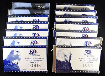 (14 ) QUARTERS PROOF SETS. (3) 1999, (1) 2001, (3) 2002, (1) 2003, (3) 2004, (1) 2006 & (2) 2009 