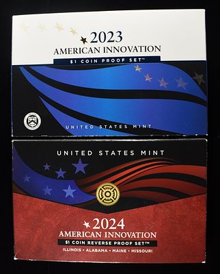 2023 $1 INNOVATION PROOF & 2024 REVERSE PROOF SET. TOP RATED AUCTION HOUSE ESTIMATE $75 - $100.