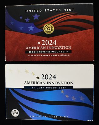 2024 $1 INNOVATION PROOF & REVERSE PROOF SETS. BID WITH SILVER CITY AUCTIONS ESTIMATE $75 - $100.