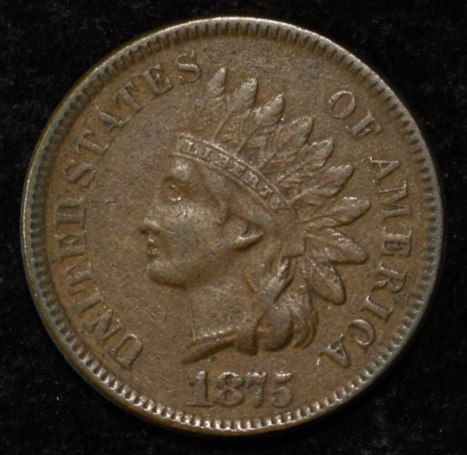 1875 INDIAN CENT VF/XF